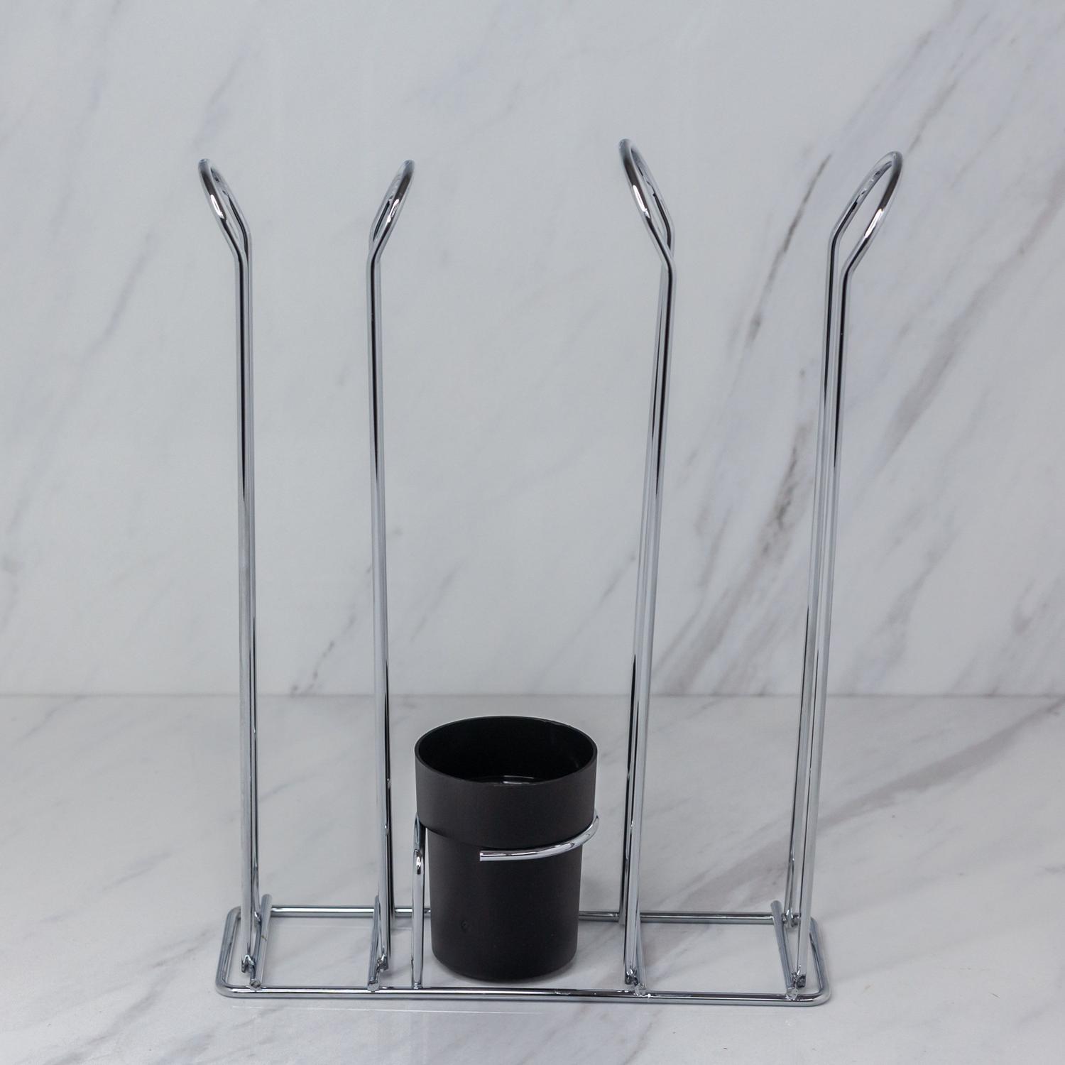 Organizador Copos Descartaveis 50/80ml, 200ml e Mexedor Preto e Cromado