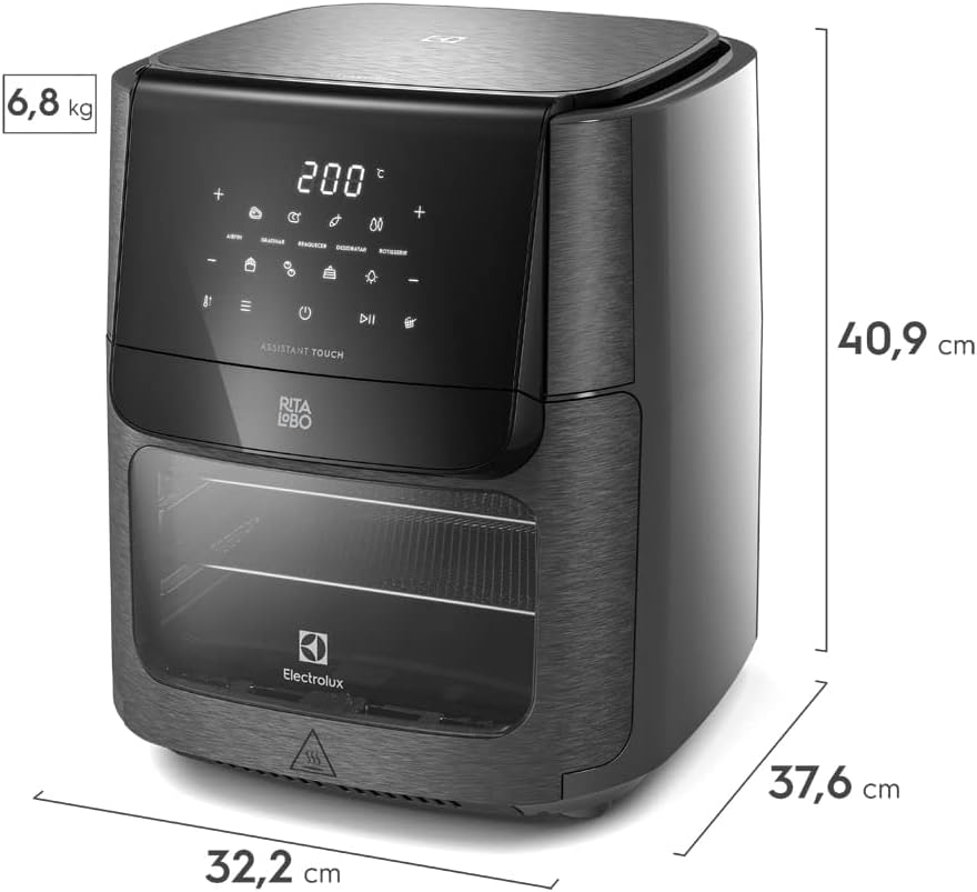 Fritadeira Elétrica sem oleo Forno Oven Airfryer 12L digital receita programada 2 bandejas espeto giratório 1700W Electrolux EAF90 Grafite 127v por Rita Lobo