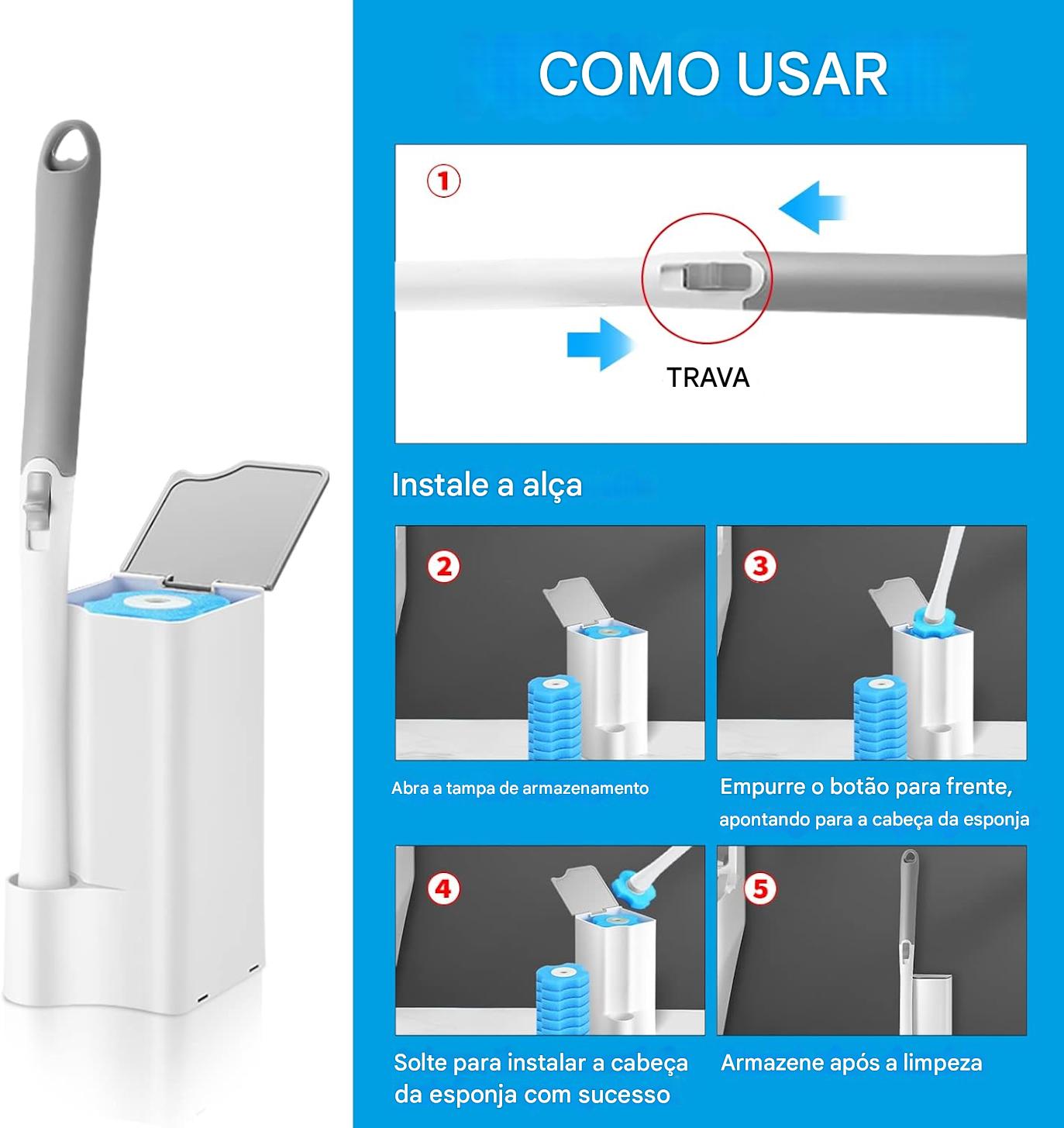 Escova de Vaso Sanitário Descartável com 40 Refis e Suportes Cheiro (Oceano + Lavanda)