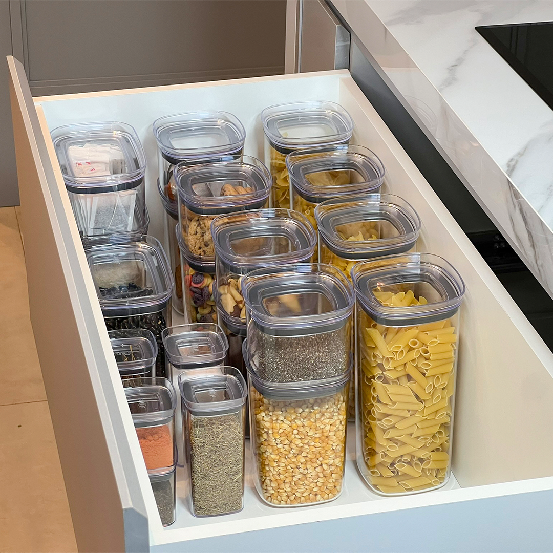 Pote Porta Mantimento Organizador Quadrado com Tampa Hermética Natural Block 450ml