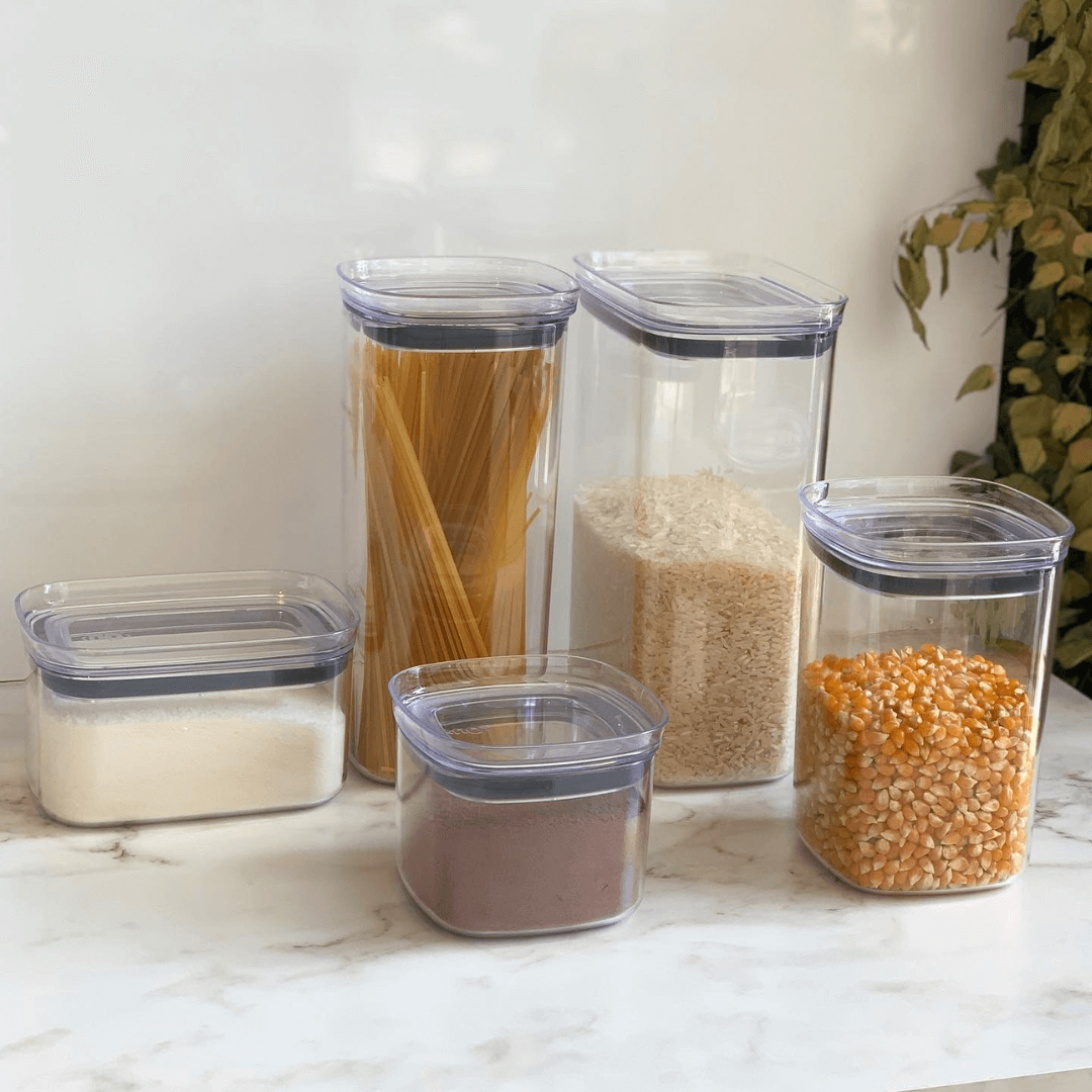 Pote Porta Mantimento Organizador Quadrado com Tampa Hermética Natural Block 450ml