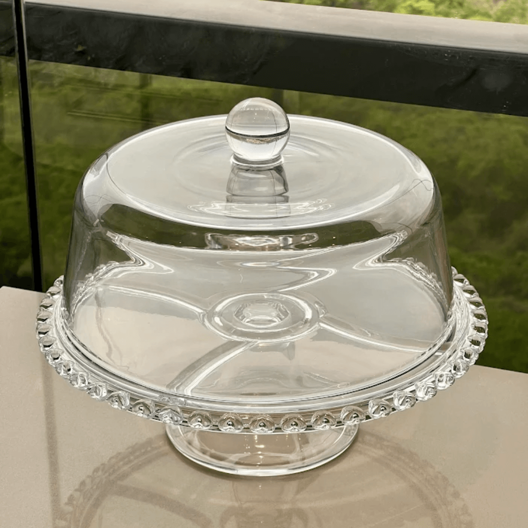 Prato para Bolo Boleira Petisqueira de Cristal Coração 25,5cm