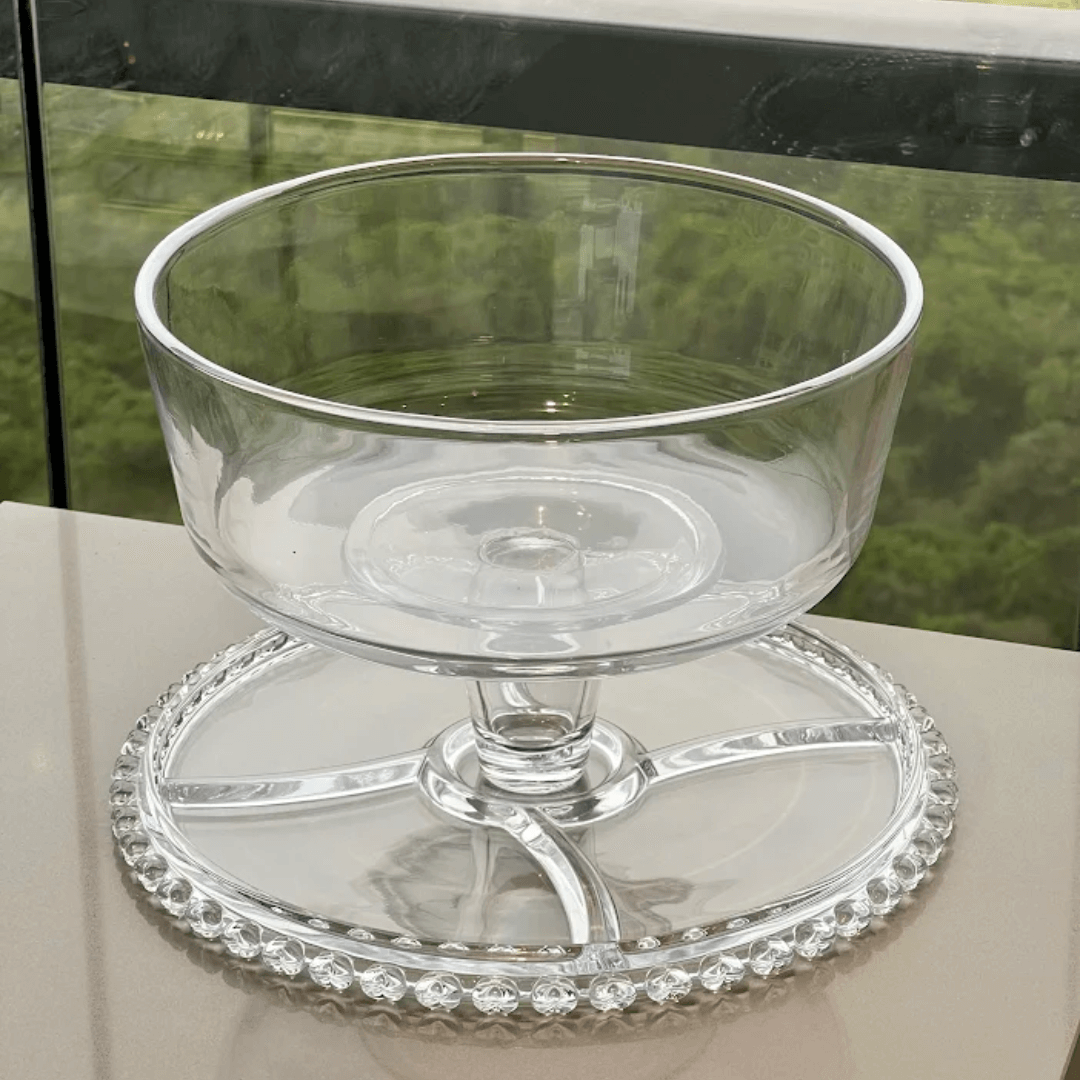 Prato para Bolo Boleira Petisqueira de Cristal Coração 25,5cm