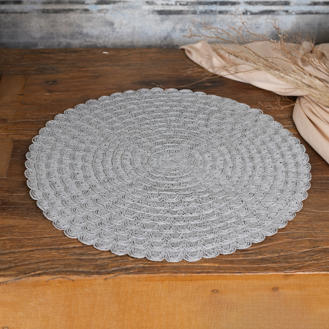 Jogo Americano Redondo Pétala Cinza 38cm