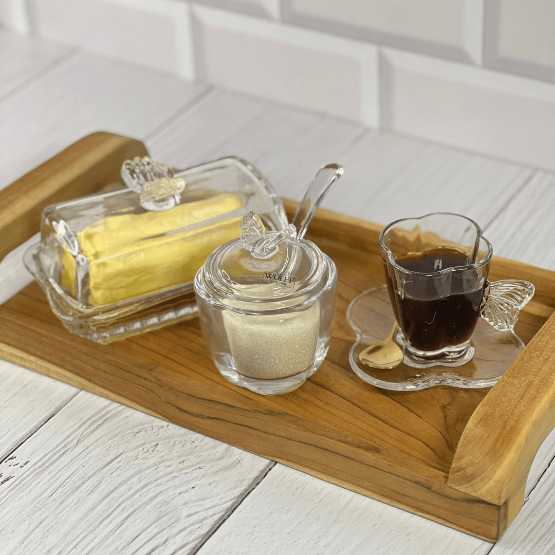 Jogo 4 Xicaras de Café com Pires de Vidro Butterfly 80ml