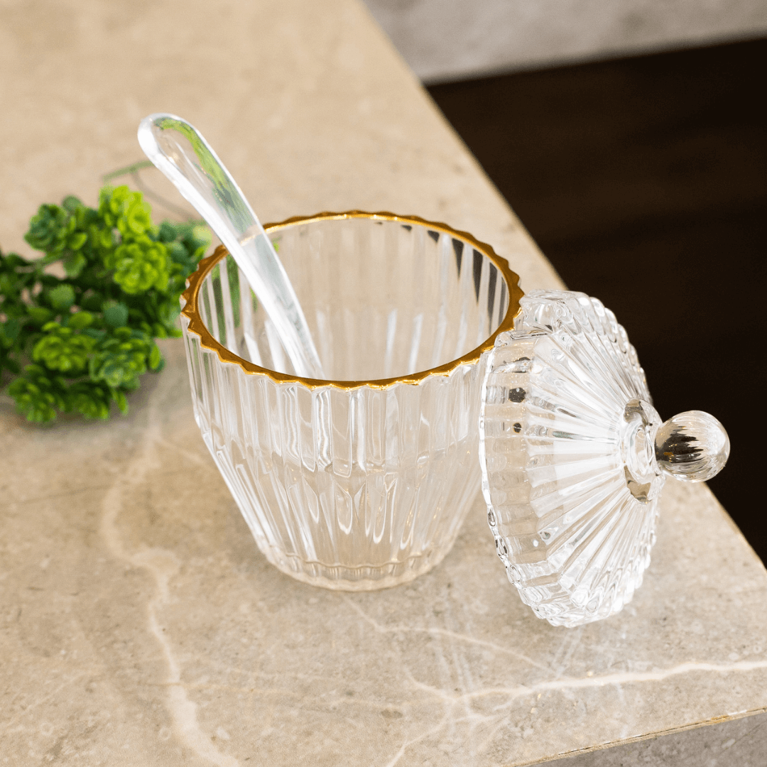 Açucareiro Imperatriz em Cristal Fio de Ouro 11cm