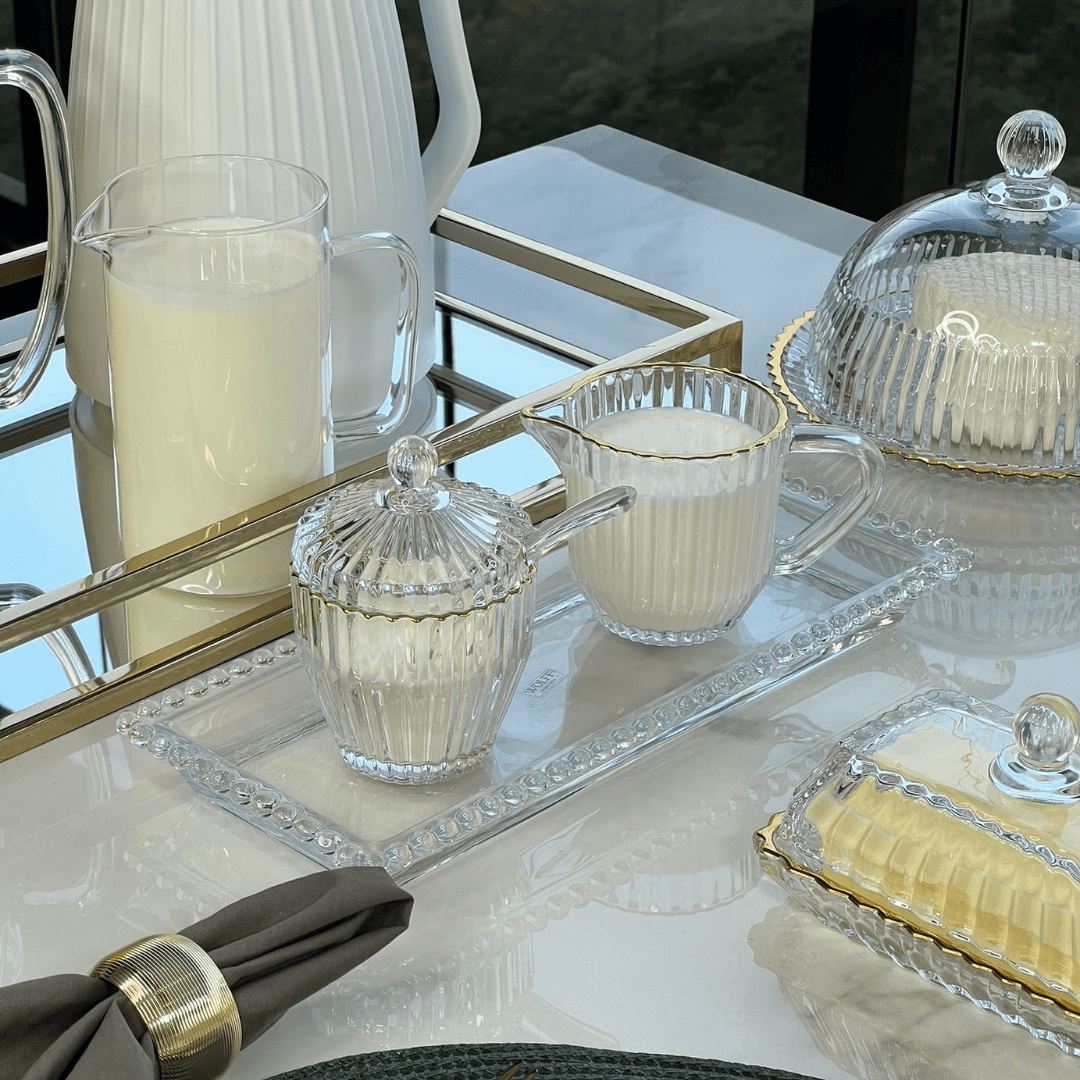 Açucareiro Imperatriz em Cristal Fio de Ouro 11cm