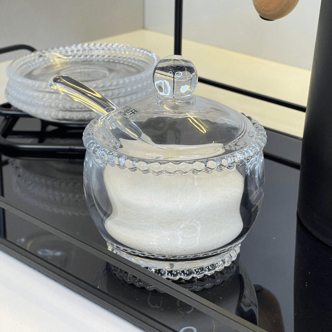 Açucareiro Cristal com Colher Bolinha Pearl - 10 cm