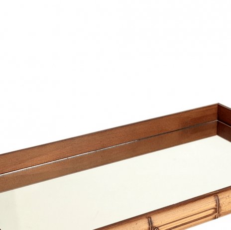 Bandeja Quadrada em Madeira Estilo Bambu Espelhado Marrom 36cm x 4,5cm