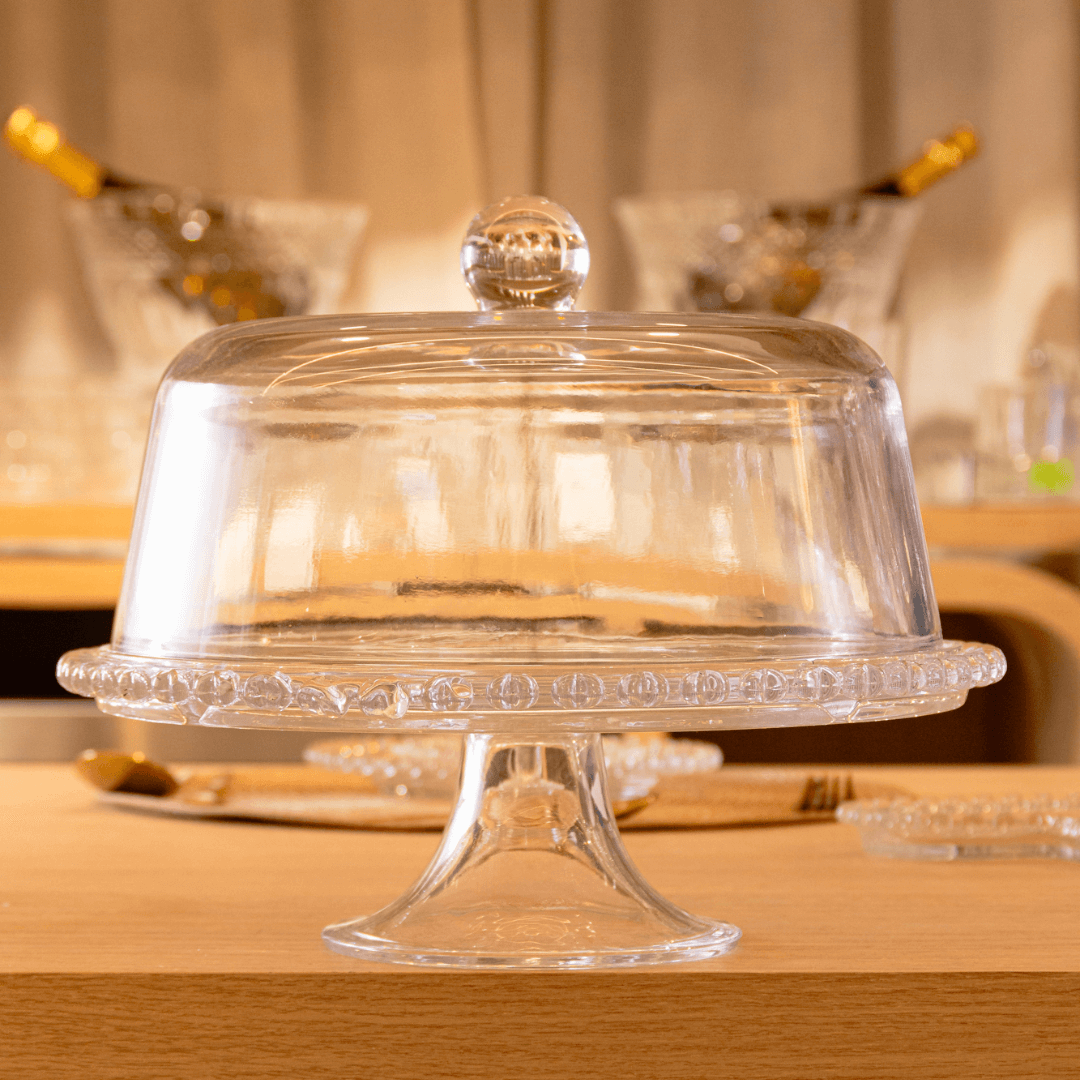 Prato para Bolo Boleira Petisqueira de Cristal Coração 25,5cm