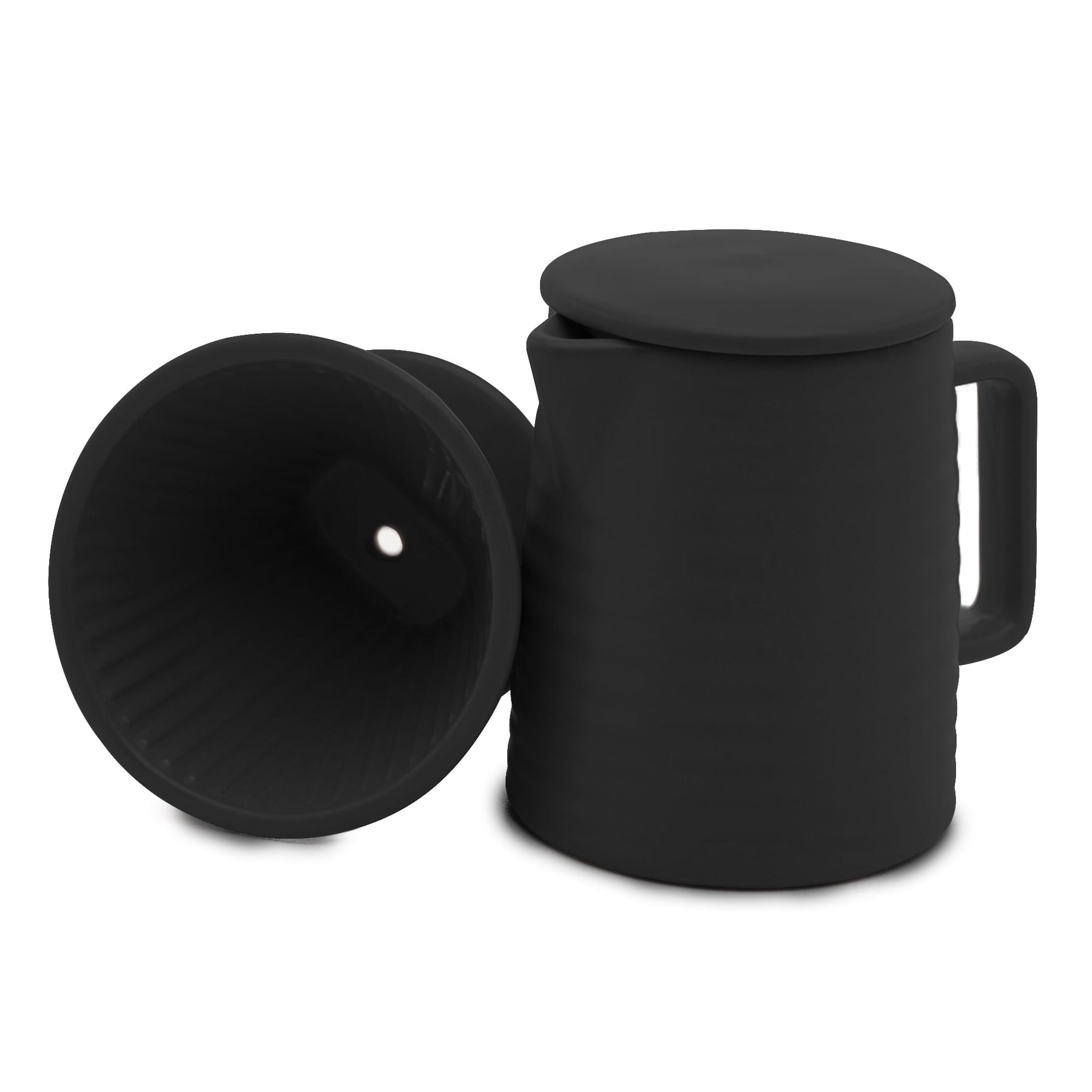 Bule com Tampa e Suporte para Filtro em Cerâmica Preta 600ml