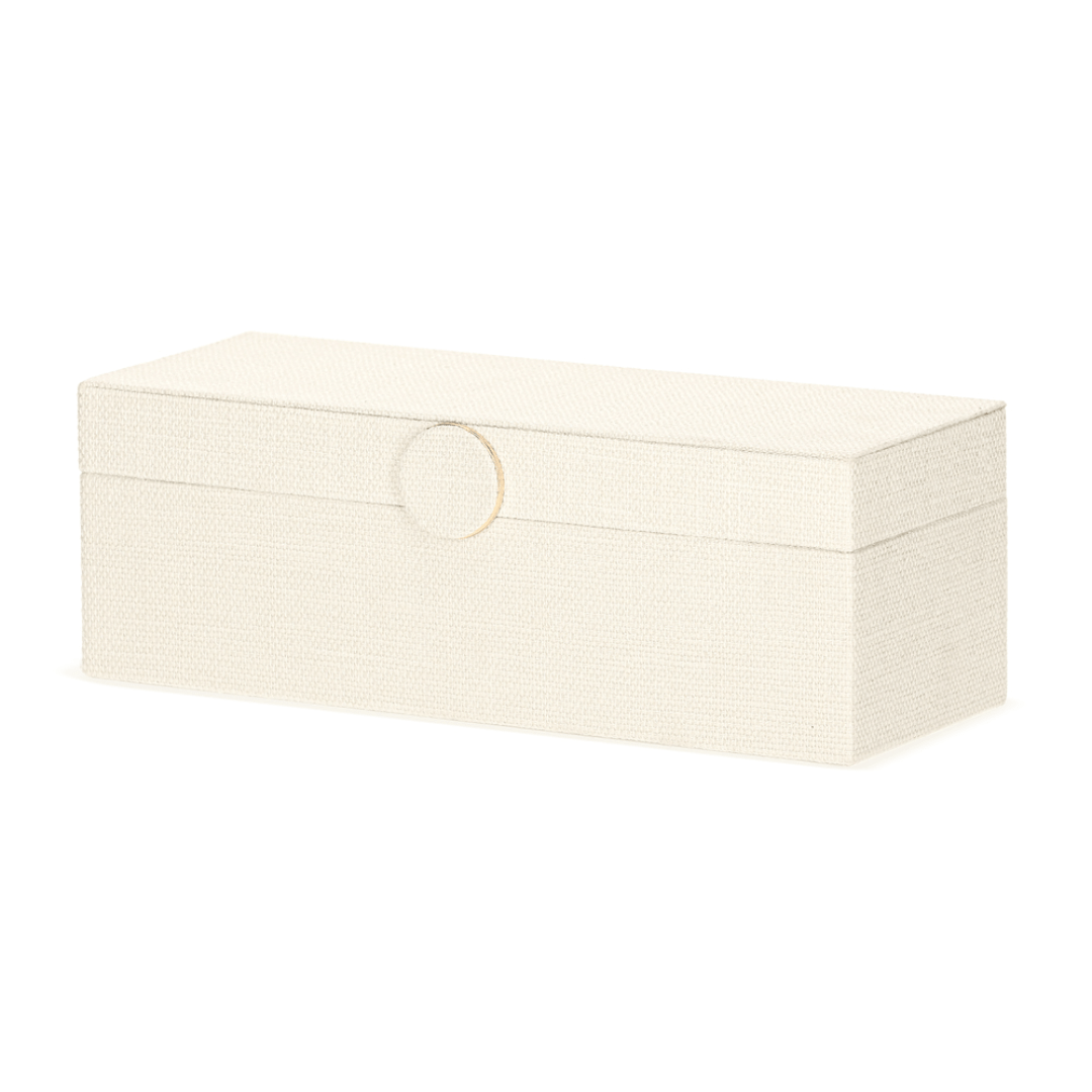 Caixa Decorativa em MDF e Linho off White 29cm G