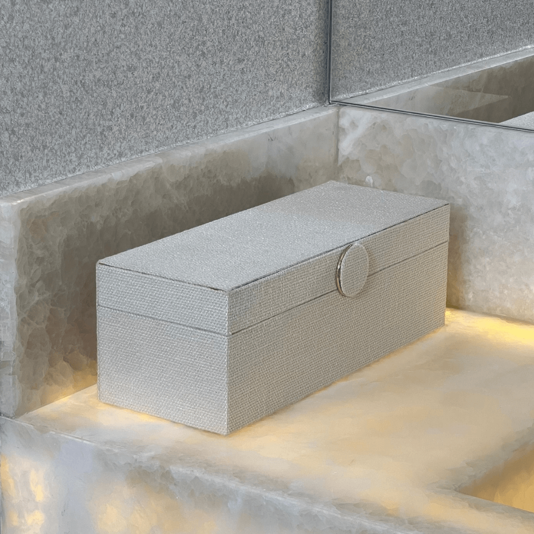 Caixa Decorativa em MDF e Linho off White 29cm G