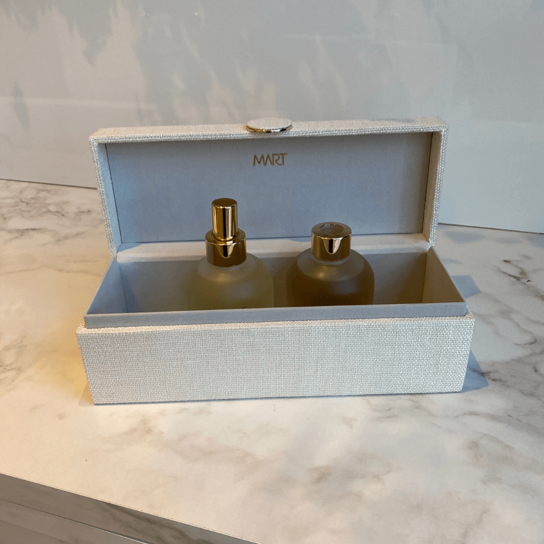 Caixa Decorativa em MDF e Linho off White 29cm G