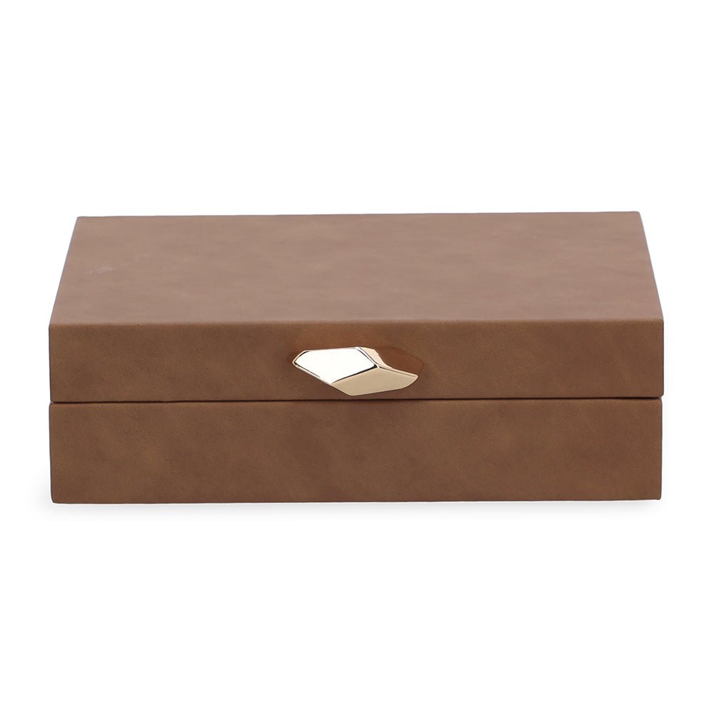 Caixa Decorativa em MDF e PU Marrom 24cm G