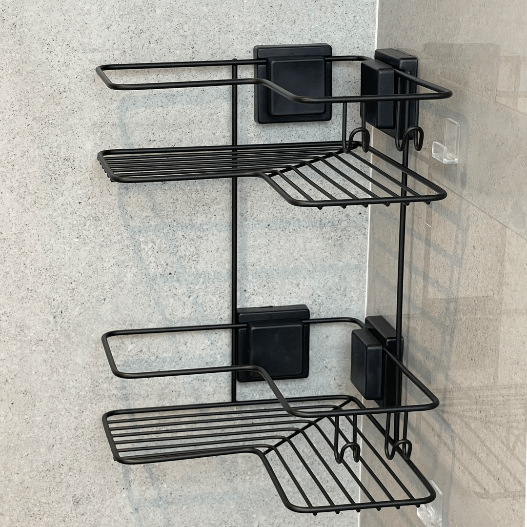 Cantoneira Porta Shampoo Dupla Fixação Ventosa Preto