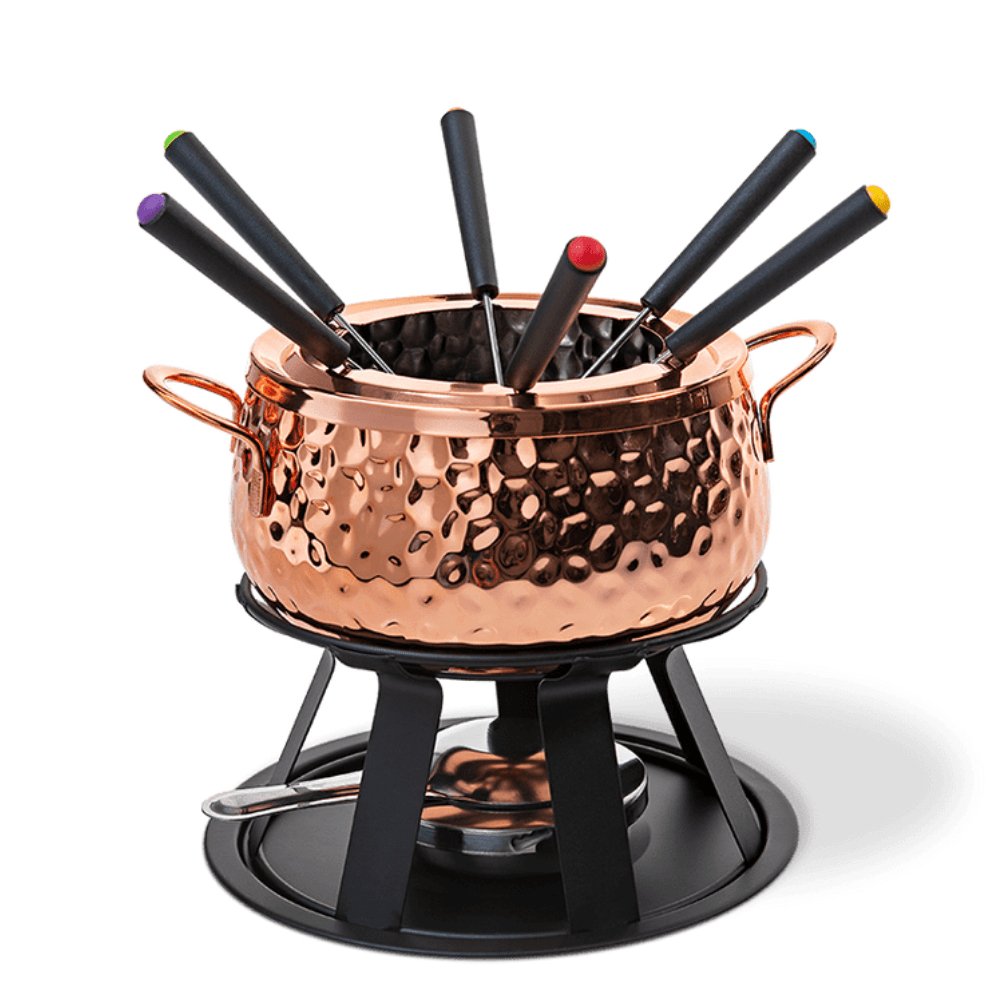 Conjunto Para Fondue 11 peças Rose Gold Martelado Luxo