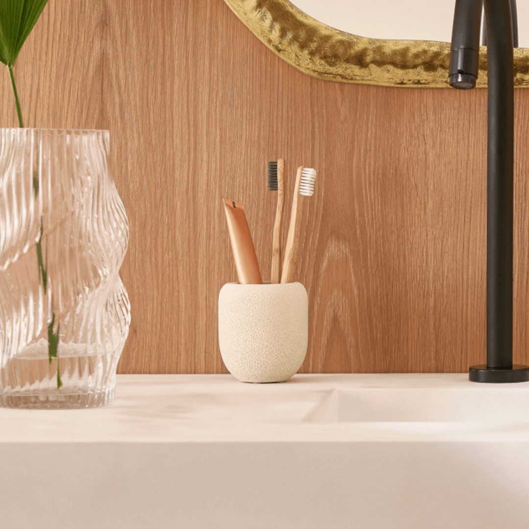 Copo Multiuso Porta Objetos em Cimento Bege 9cm