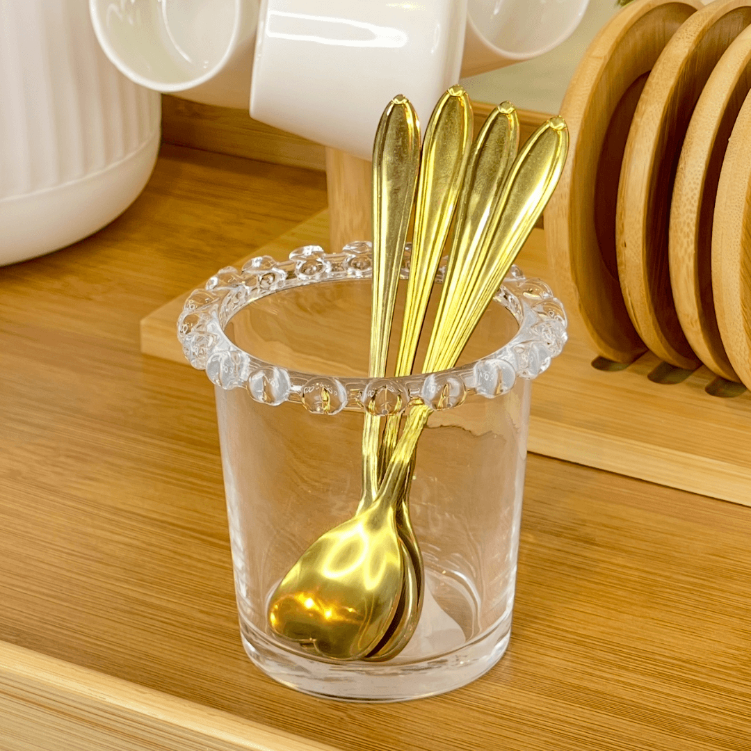 Copo Porta Talheres de Cristal de Chumbo com Detalhes em Formato de Coração
