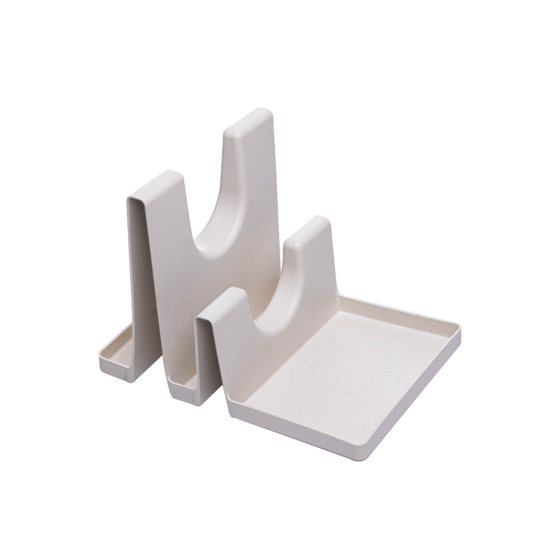 Descanso para Tampas e Utensilios em Bambu e Plástico Off White