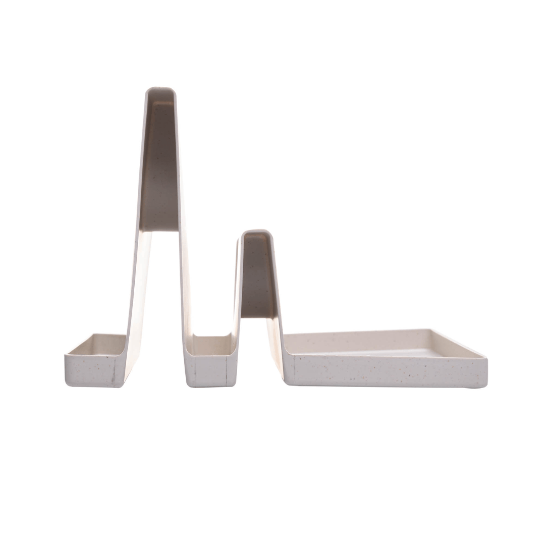 Descanso para Tampas e Utensilios em Bambu e Plástico Off White