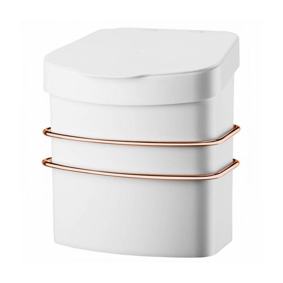 Suporte Com Lixeira De Fixação Ventosa Branca Rose Gold 2,5 Litros