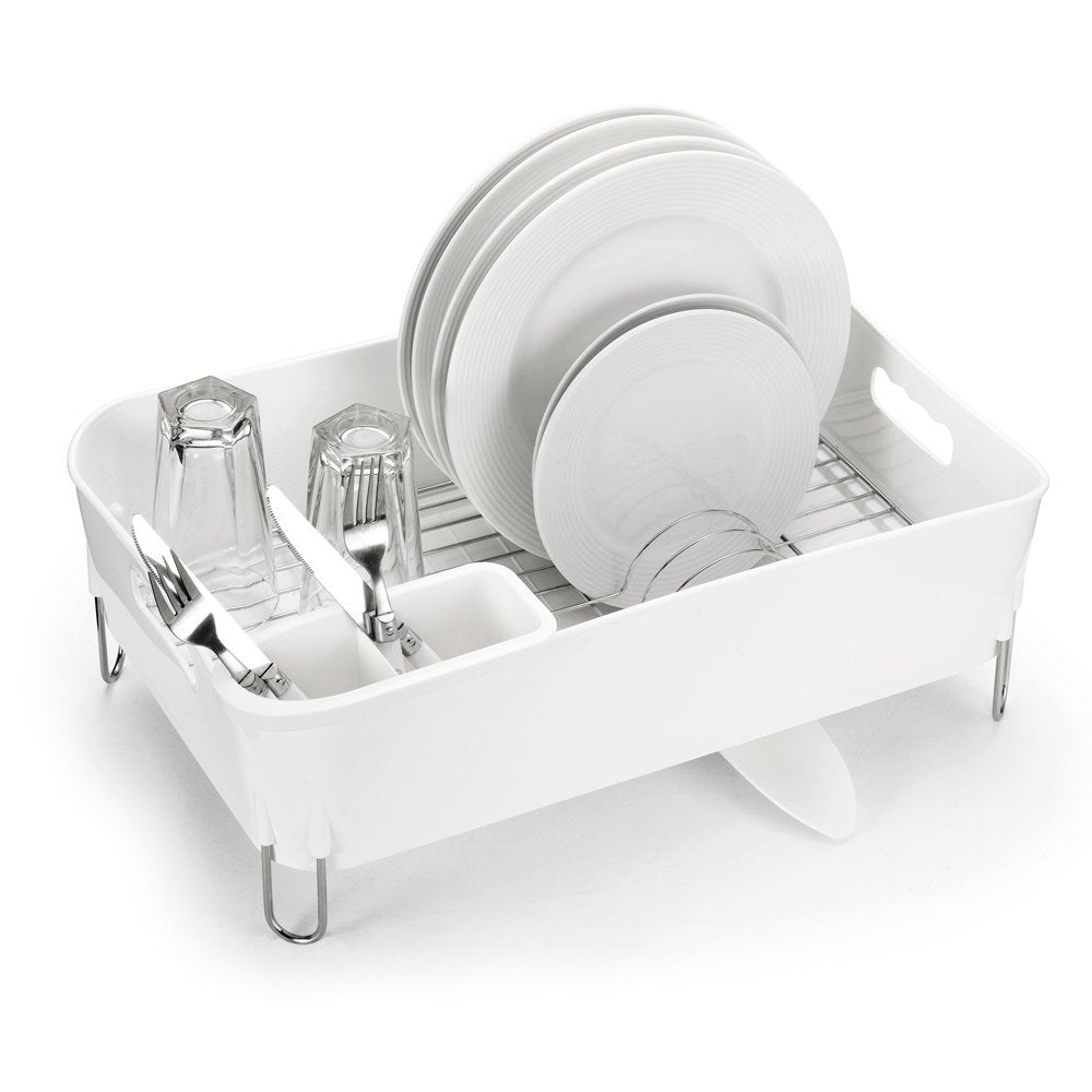 Escorredor de Louças Branco Com Porta Talheres e Bico Para Escoamento de Água