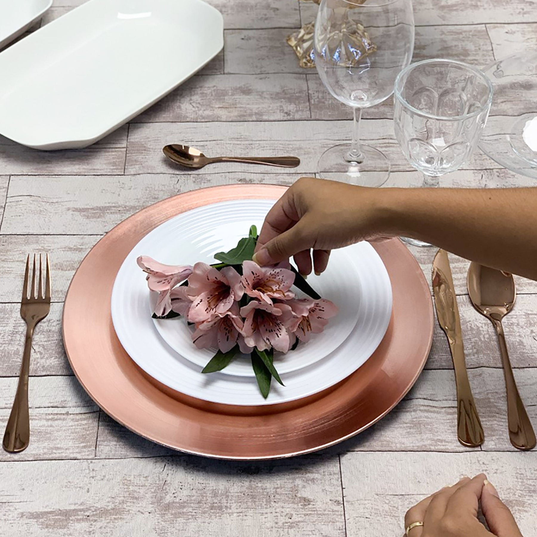 Faqueiro 24 Peças de Aço Inox Positano Rose Gold