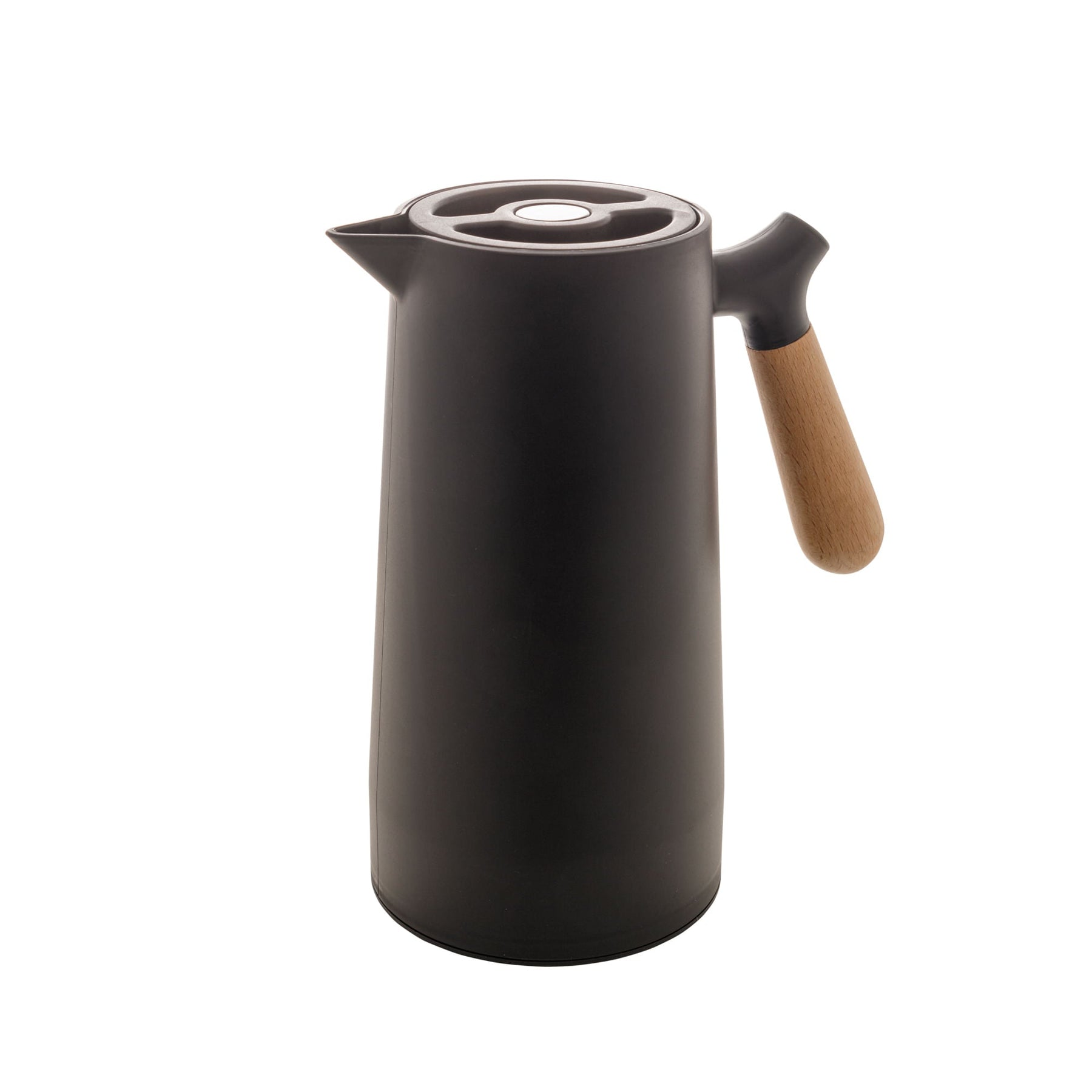 Garrafa Térmica Nórdica com Cabo de Madeira Preta 1 Litro