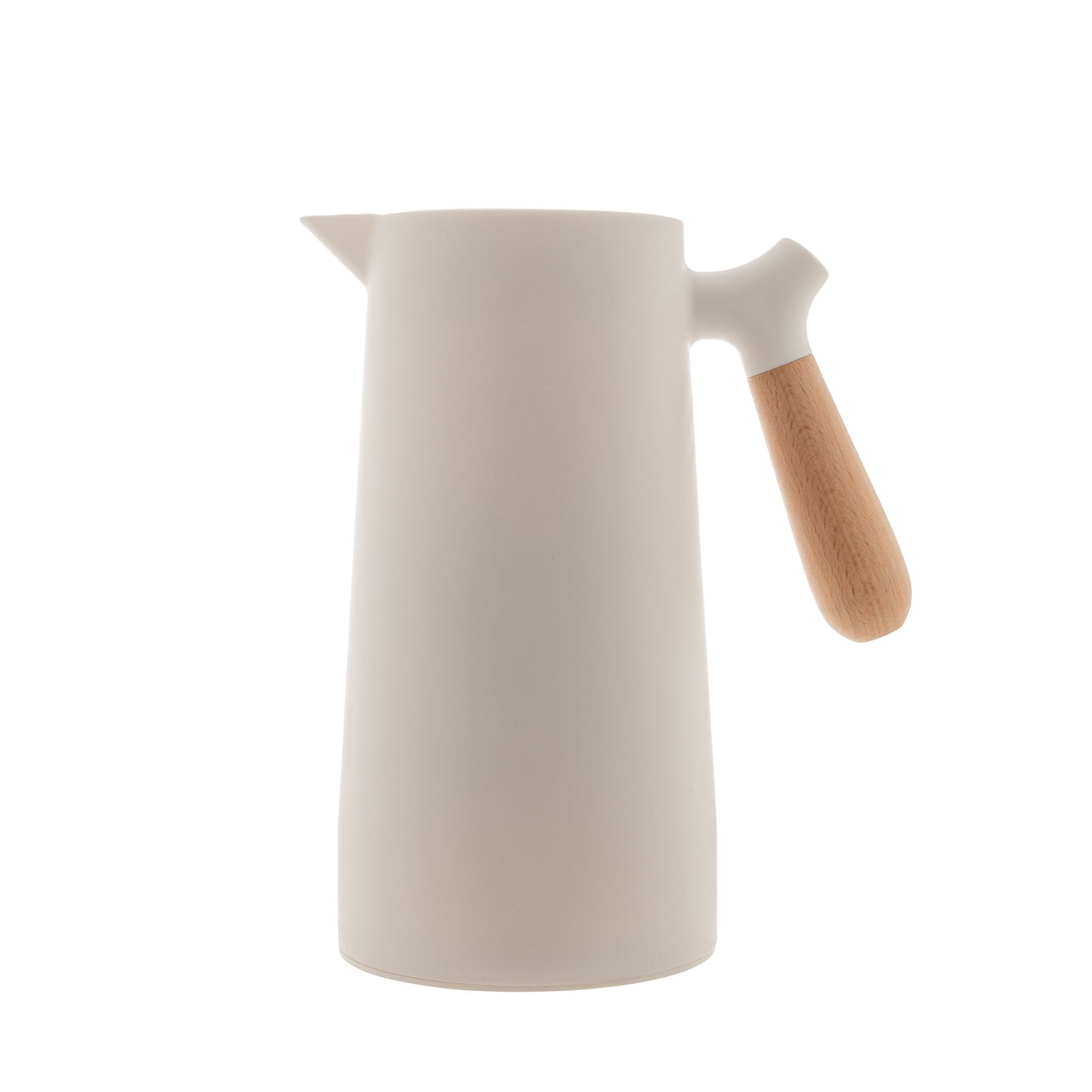 Garrafa Térmica Nórdica em Plástico com Cabo de Madeira Branca 1 Litro