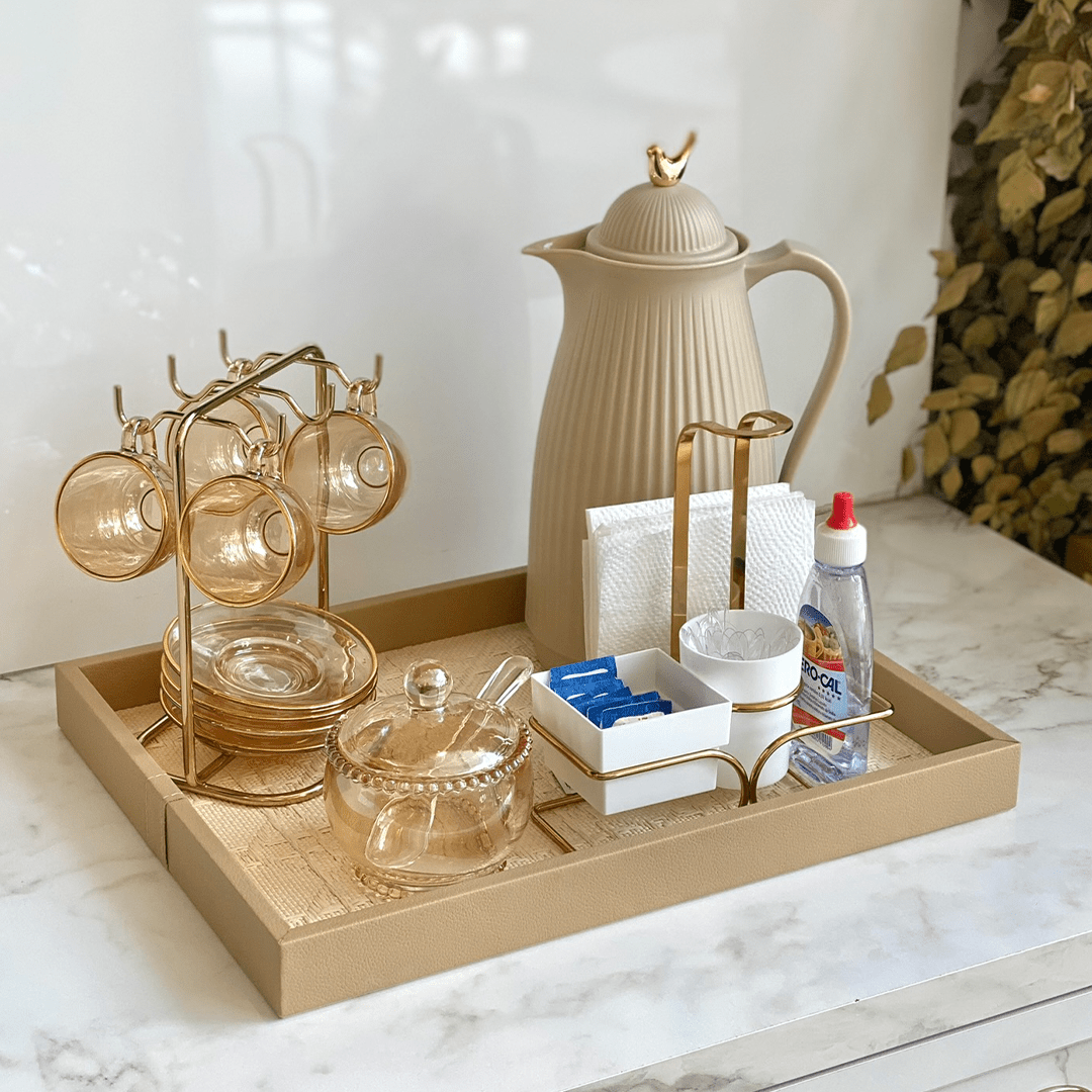 Jogo 4 Xícaras para Café Menfis Cristal Âmbar com Borda Dourada 85ml