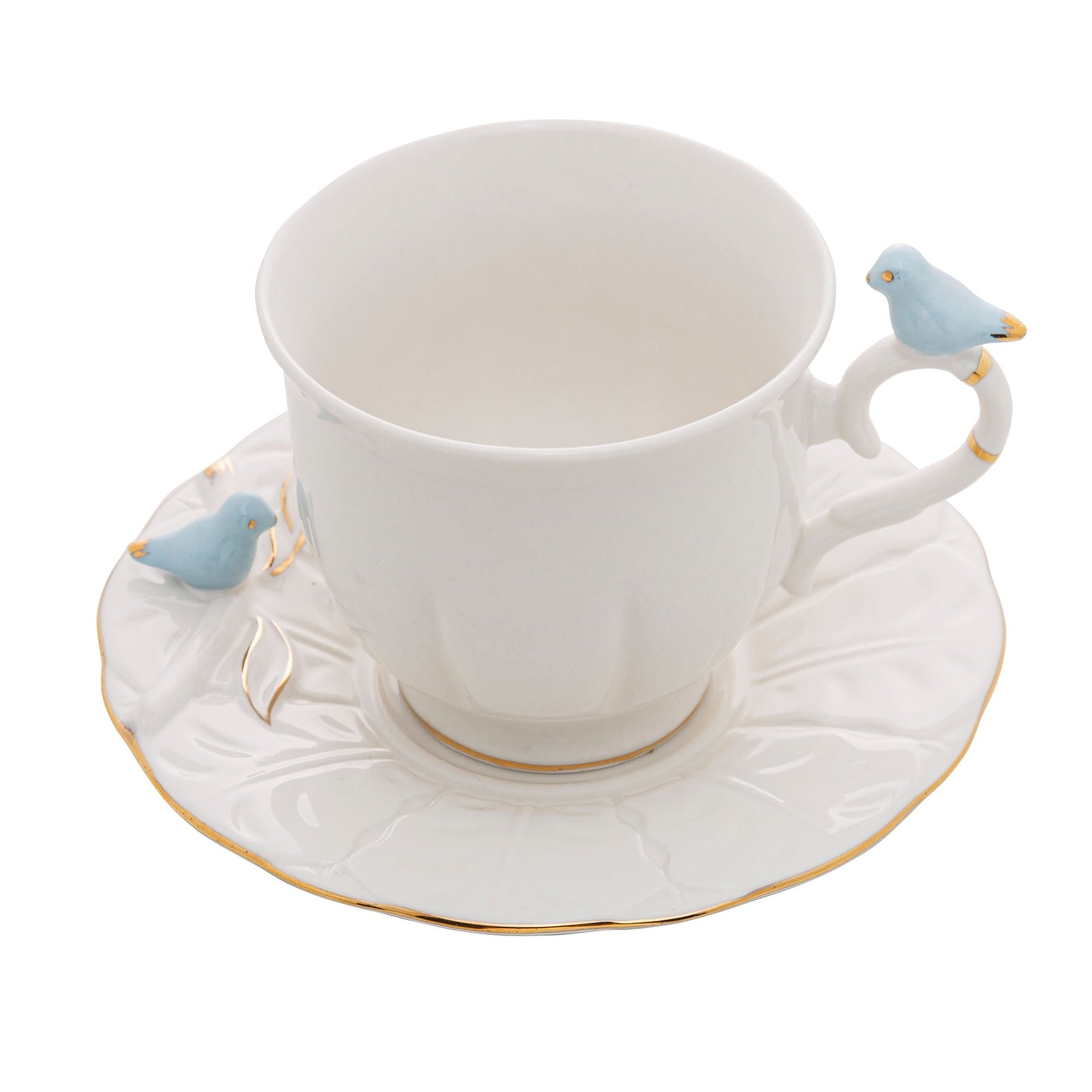 Jogo 4 Xicaras para Chá em Porcelana Birds Branca 200ml