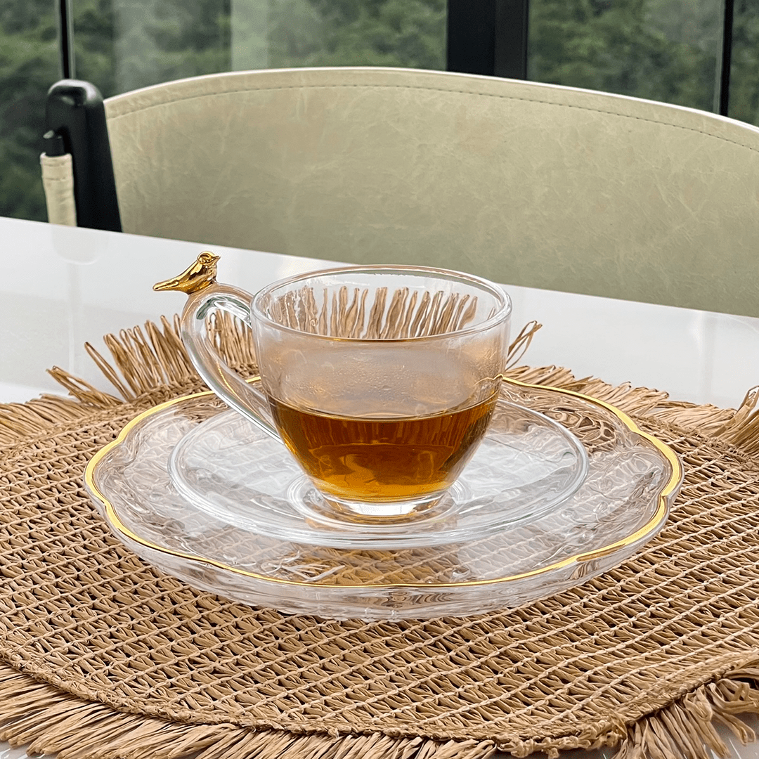 Jogo de 4 Xícaras de Chá com Pires Golden Bird - 180ml