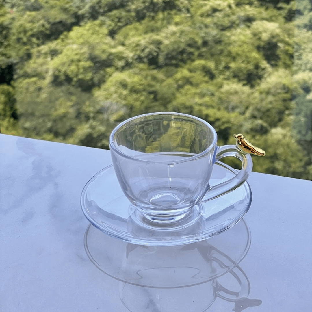 Jogo de 4 Xícaras de Chá com Pires Golden Bird - 180ml