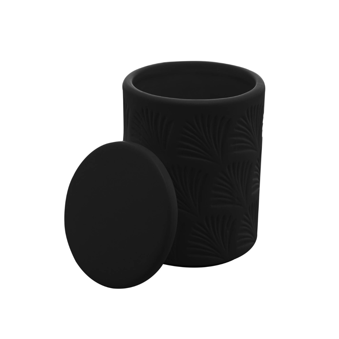 Jogo para Banheiro Leaf em Ceramica Preto 2 Peças