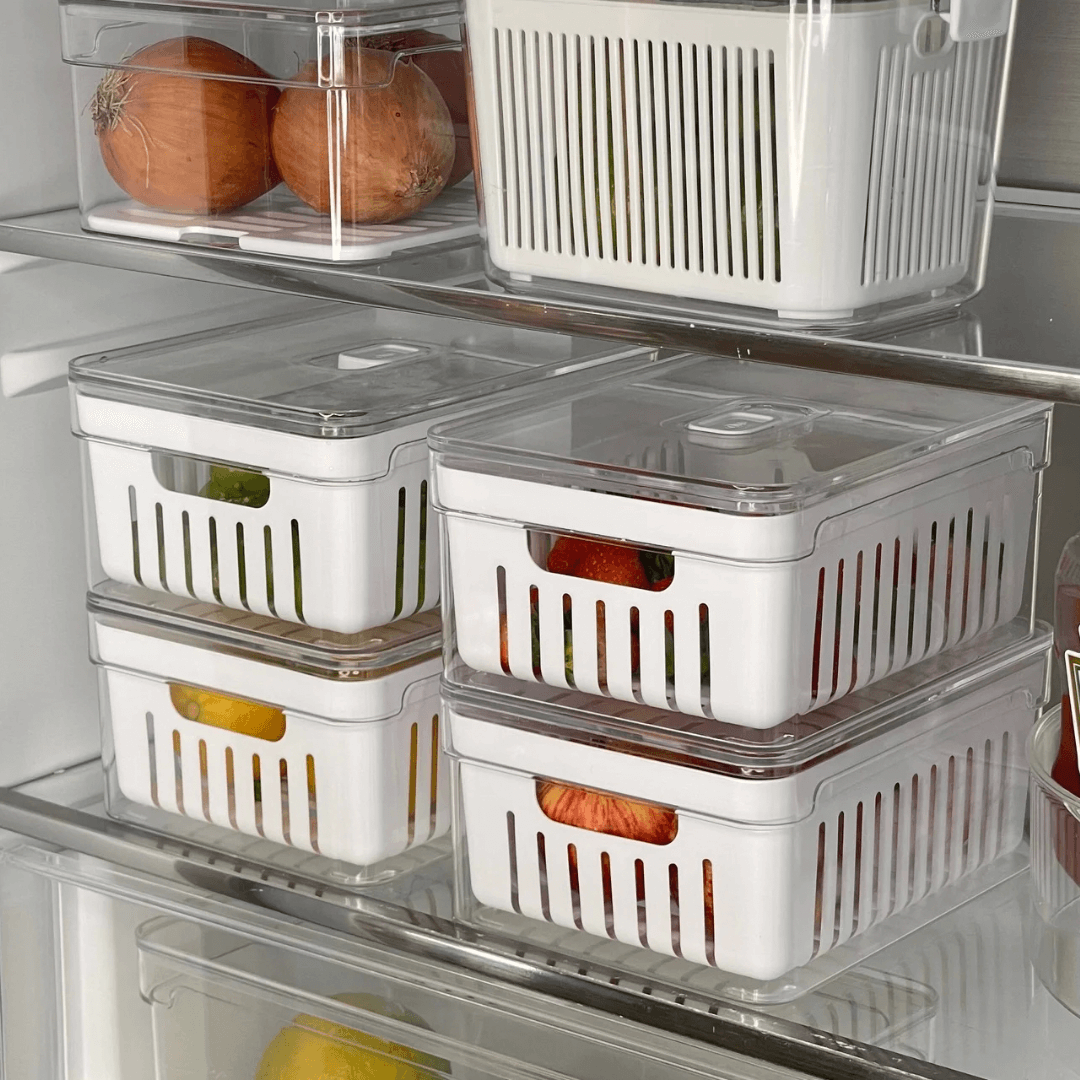 Kit de 4 Organizadores de Geladeira Clear Fresh com Cesto 2,2 Litros