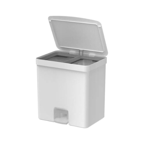Lixeira de Pedal Trium Duplo Compartimento Branco 20 Litros