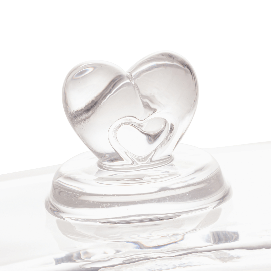 Manteigueira de Cristal de Chumbo Tampa Coração 17cm