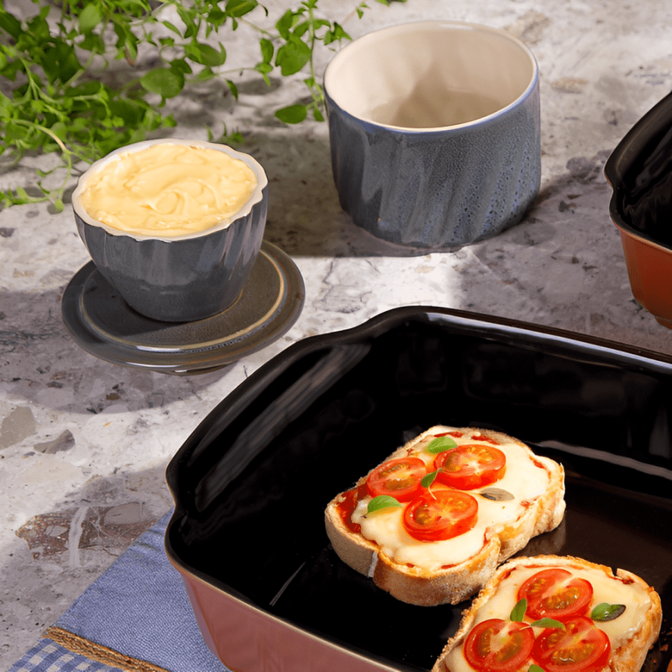 Manteigueira Francesa Twist em Cerâmica Azul Organico 250g