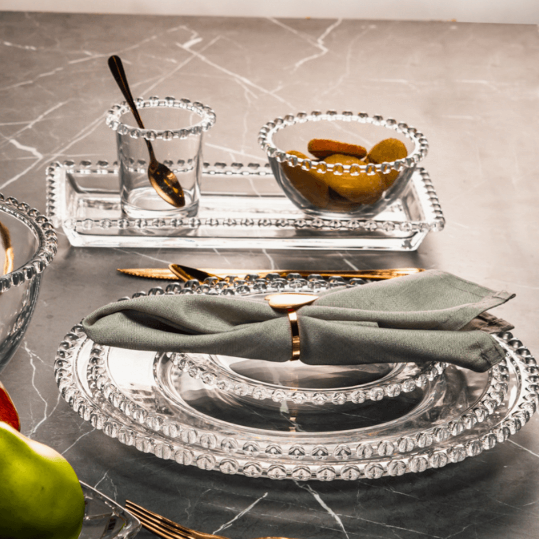 Travessa Cristal Pearl Bolinha - 30 cm