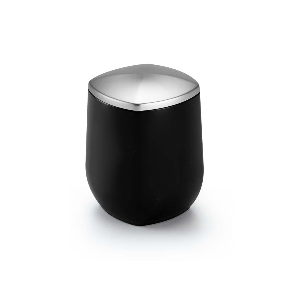 Porta Cotonete E Algodão Preto Com Cromado - 8,5 x 12,5 cm