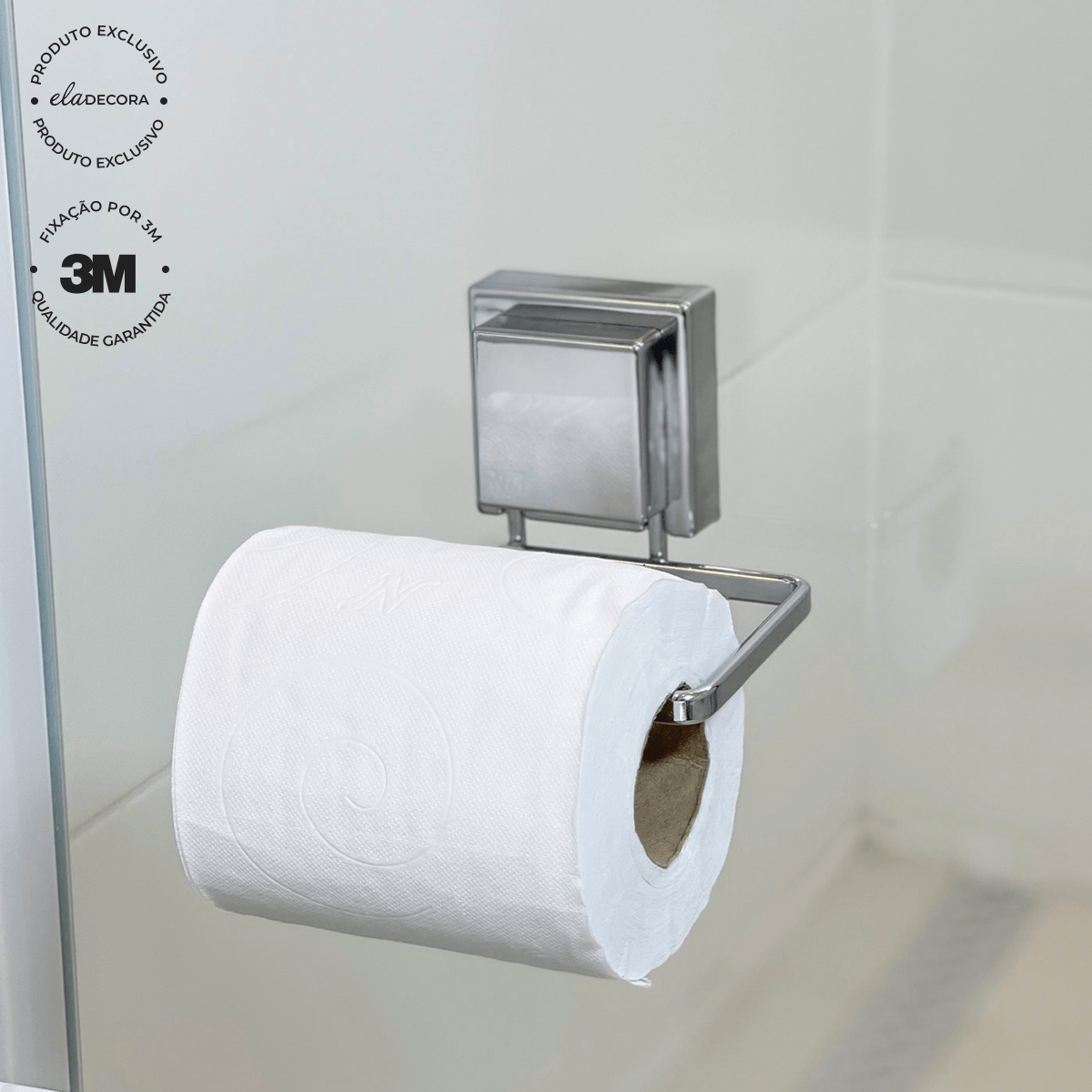 Porta Papel Higiênico Fixação 3M Cromado