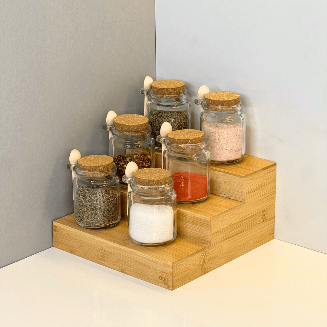 Porta Tempero de Vidro com Colher de Bambu 240ml