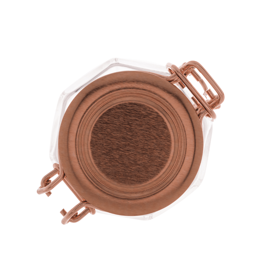 Porta Tempero Hermético de Vidro e Metal Rose Gold - 8 cm