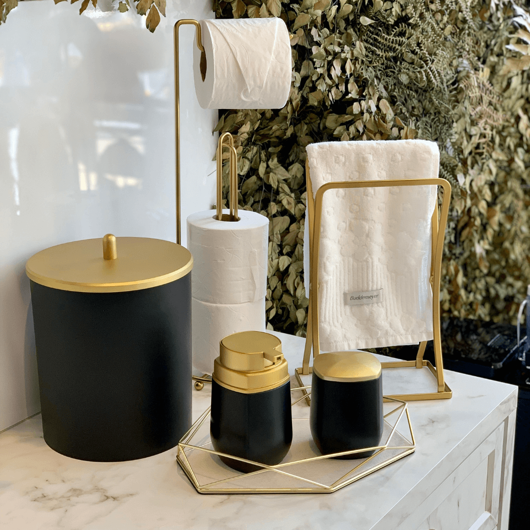 Porta Toalha de Rosto e Mãos de Bancada Dourado Fosco 31cm