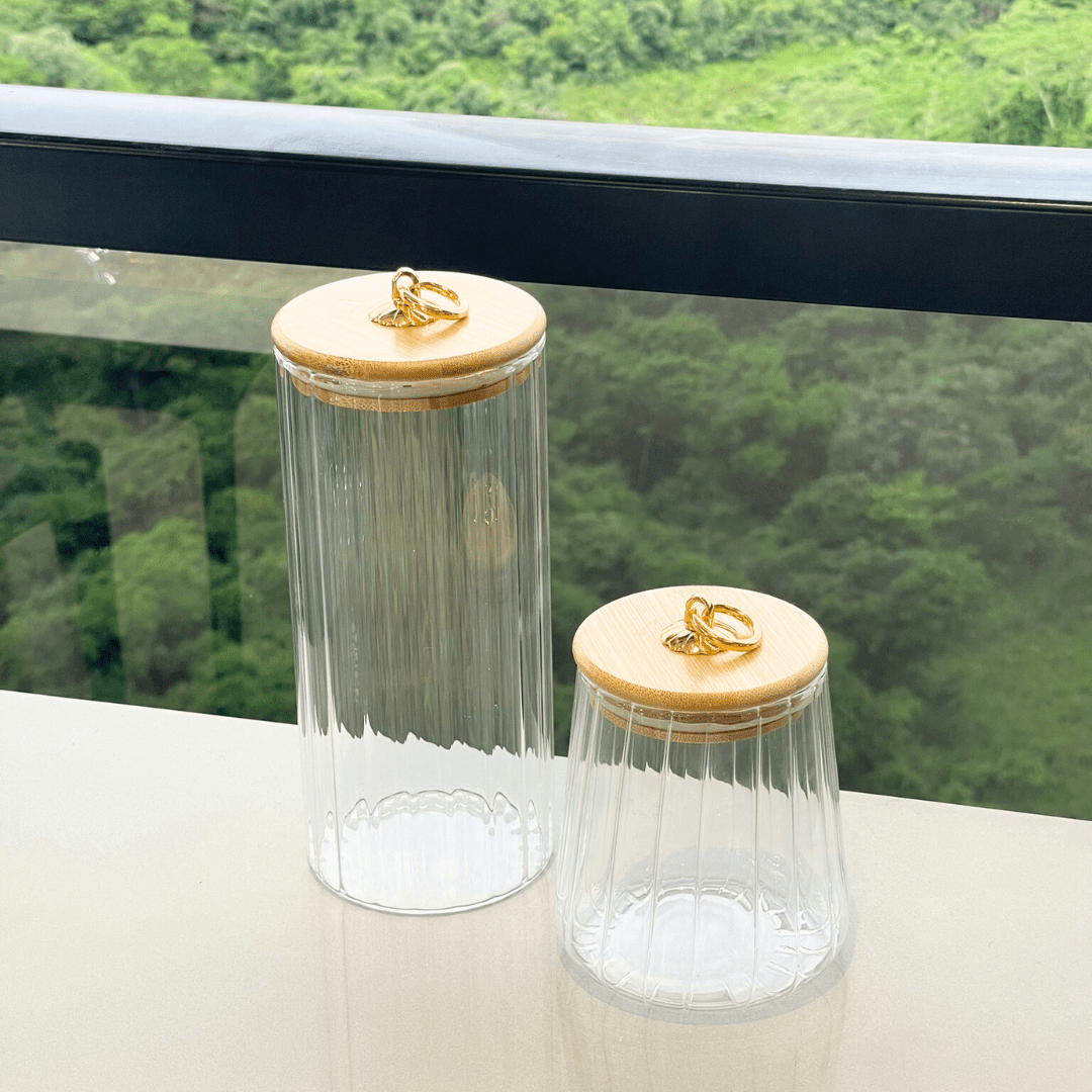 Pote de Vidro Classic com Tampa de Bambu 650ml