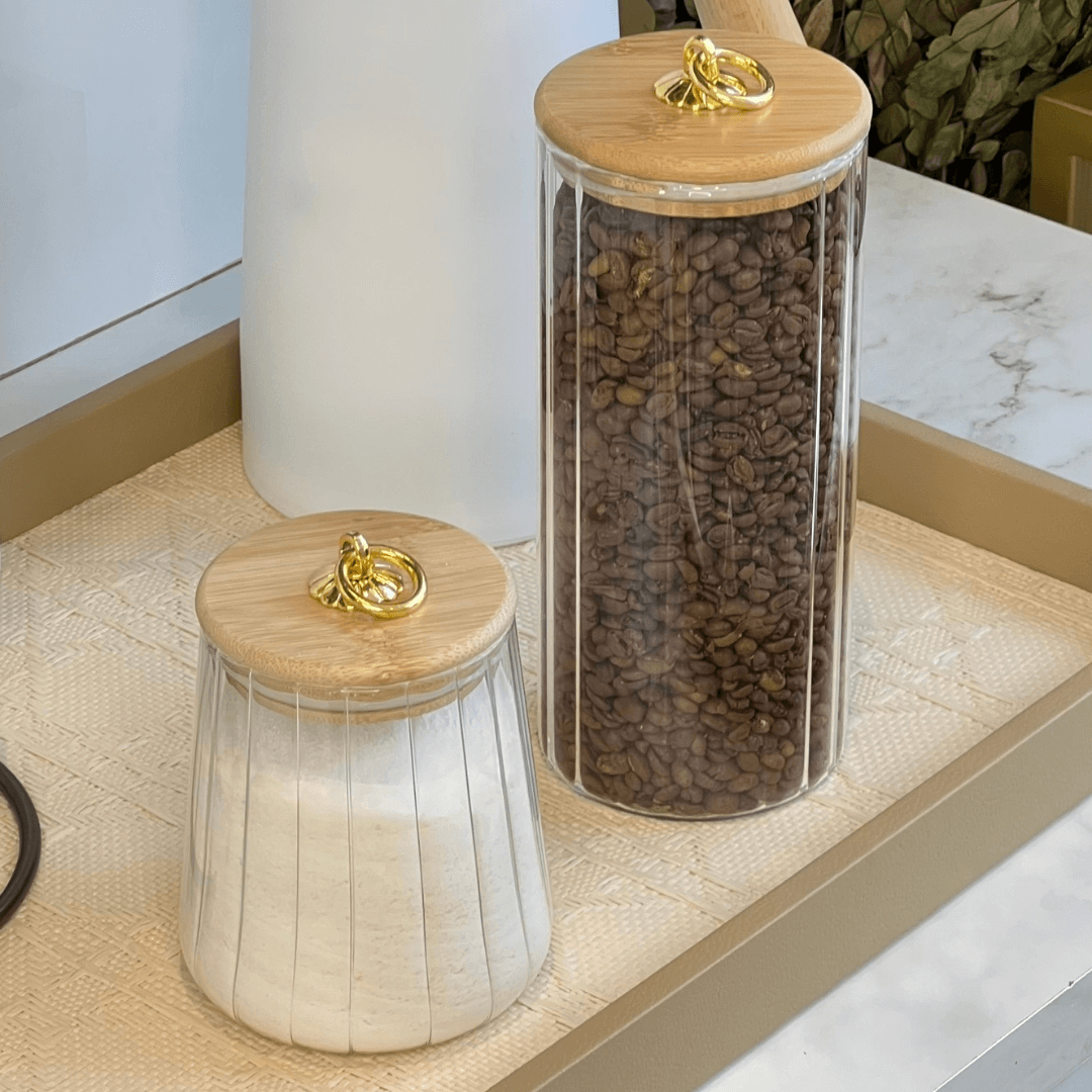 Pote de Vidro Classic com Tampa de Bambu 650ml