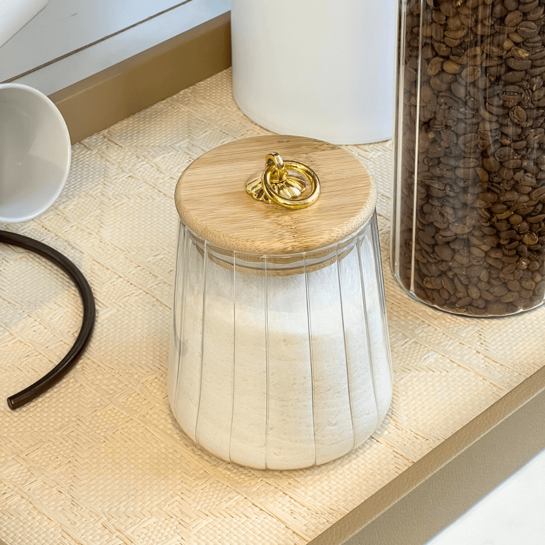 Pote de Vidro Classic com Tampa de Bambu 650ml