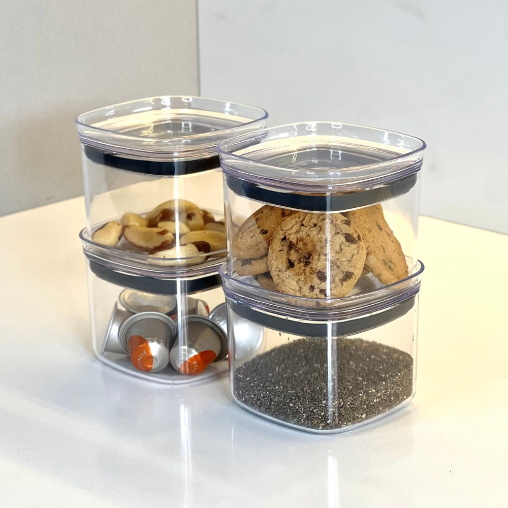 Pote Porta Mantimento Organizador Quadrado com Tampa Hermética Natural Block 450ml