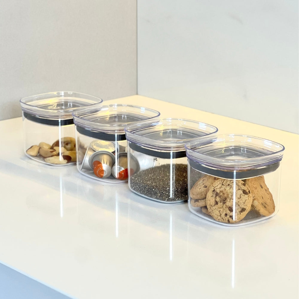 Pote Porta Mantimento Organizador Quadrado com Tampa Hermética Natural Block 450ml